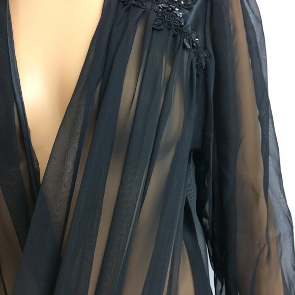 😍Vintage! Black Sheer Lingerie Jacket and Matching Pants Size Small - Picture 7 of 16